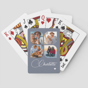 Design Your Own 4 Photo Personalized Name Playing Cards