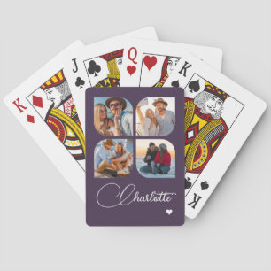 Design Your Own 4 Photo Personalized Name Playing Cards