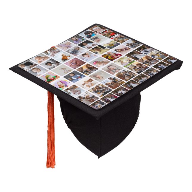 Design Your Own 50 Photo Collage Graduation Cap Topper (Angled)