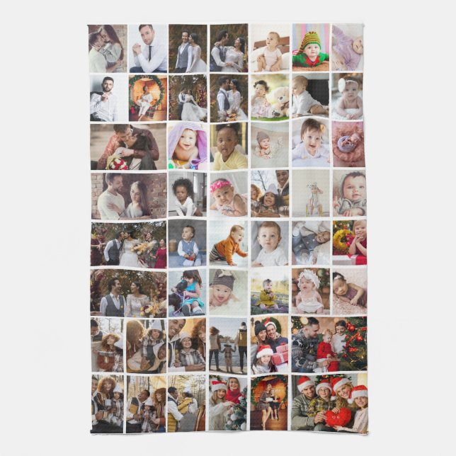 Design Your Own 50 Photo Collage Kitchen Towel (Vertical)