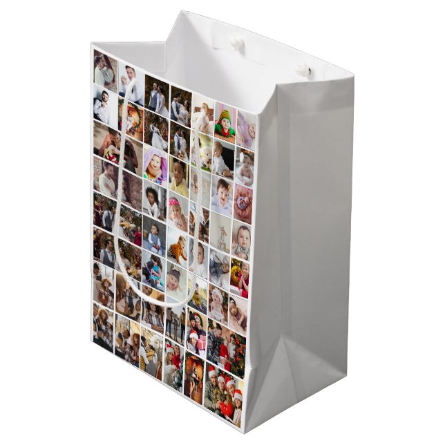 Design Your Own 50 Photo Collage Medium Gift Bag (Front Angled)