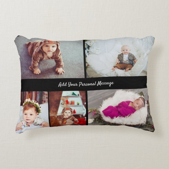 Design Your Own 5 Photo Collage Accent Pillow (Front)