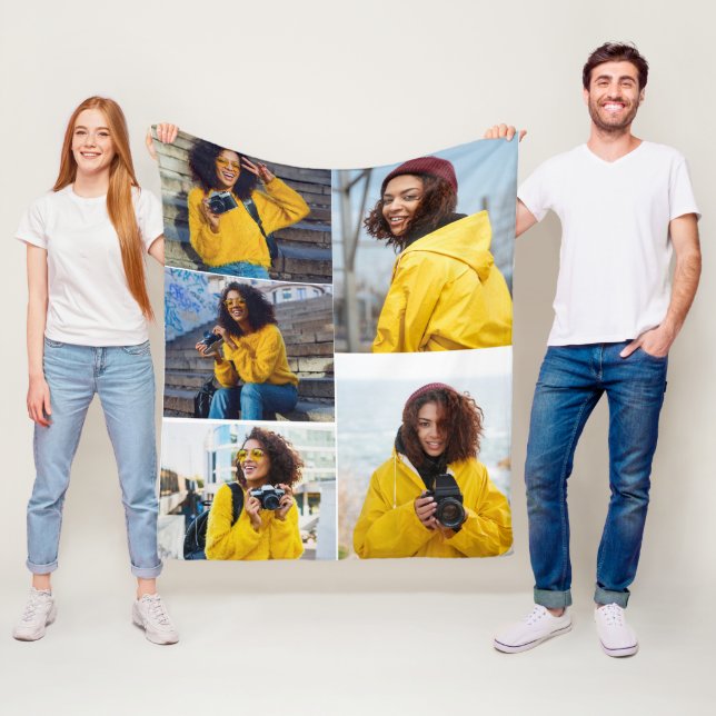 Design Your Own 5 Photo Collage Fleece Blanket (In Situ)