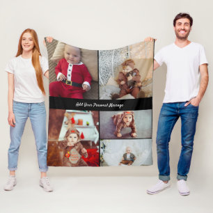 Design Your Own 5 Photo Collage Fleece Blanket