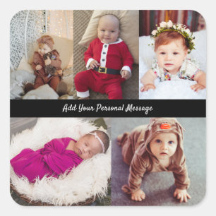 Design Your Own 5 Photo Collage Square Sticker