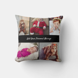 Design Your Own 5 Photo Collage Throw Pillow