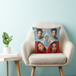 Design Your Own 5 Photo Collage Throw Pillow