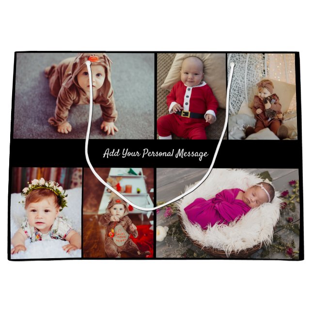 Design Your Own 6 Photo Collage Large Gift Bag (Front)