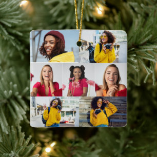 Design Your Own 7 Photo Collage Ceramic Ornament