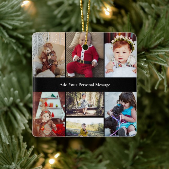 Design Your Own 7 Photo Collage Ceramic Ornament (Tree)