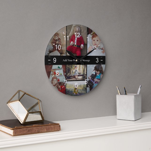 Design Your Own 7 Photo Collage Large Clock (Office)