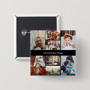 Design Your Own 8 Photo Collage 2 Inch Square Button