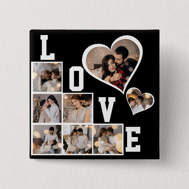 Design Your Own 8 Photo Collage 2 Inch Square Button (Front)