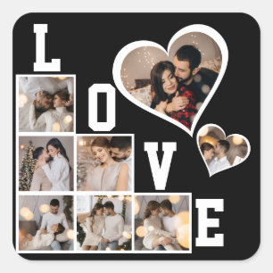 Design Your Own 8 Photo Collage Square Sticker