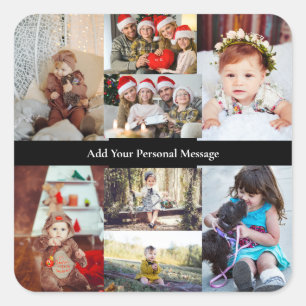 Design Your Own 8 Photo Collage Square Sticker