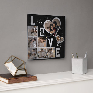 Design Your Own 8 Photo Collage Square Wall Clock