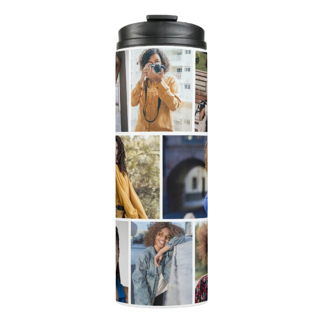 Design Your Own 8 Photo Collage Thermal Tumbler (Front)