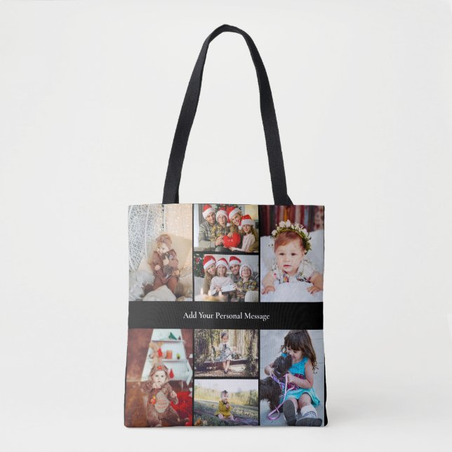 Design Your Own 8 Photo Collage Tote Bag (Front)