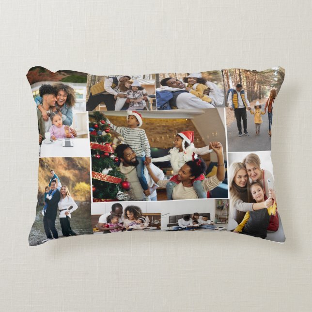 Design Your Own 9 Photo Collage Accent Pillow (Front)