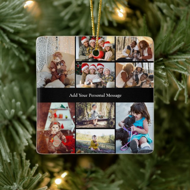 Design Your Own 9 Photo Collage Ceramic Ornament (Tree)