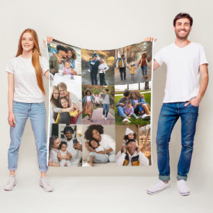 Design Your Own 9 Photo Collage Fleece Blanket