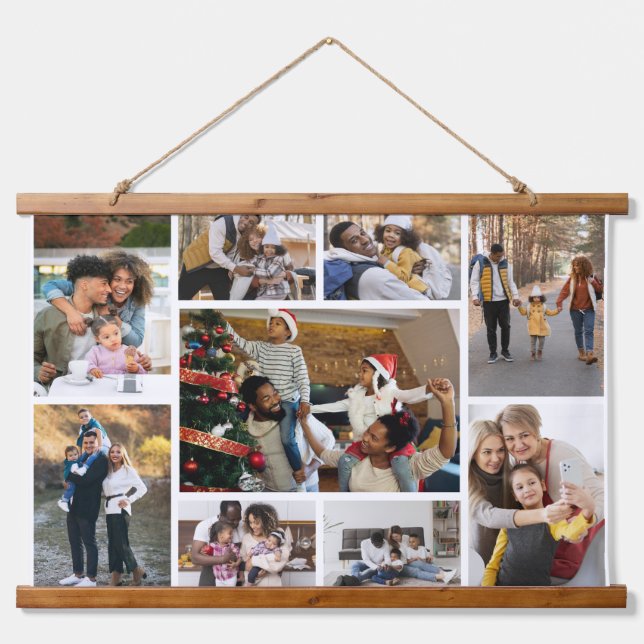 Design Your Own 9 Photo Collage Hanging Tapestry (Front)