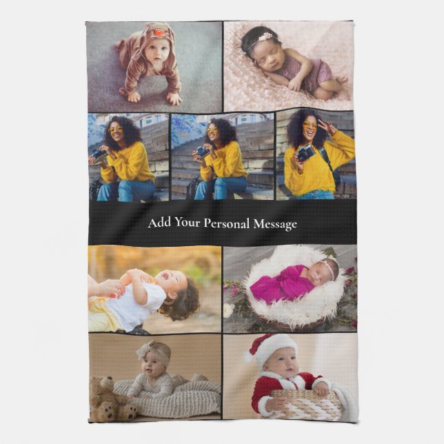 Design Your Own 9 Photo Collage Kitchen Towel (Vertical)