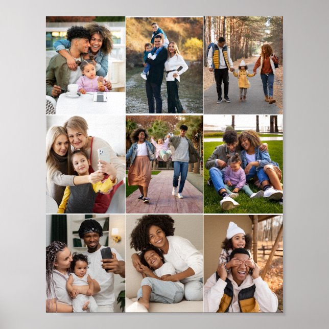 Design Your Own 9 Photo Collage Poster (Front)