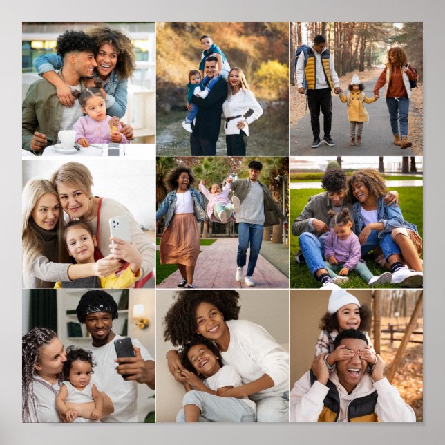 Design Your Own 9 Photo Collage Poster (Front)