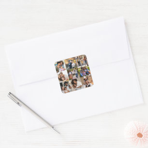 Design Your Own 9 Photo Collage Square Sticker