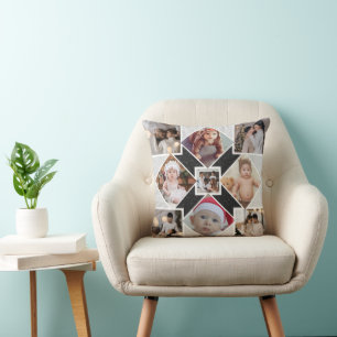 Design Your Own 9 Photo Collage Throw Pillow