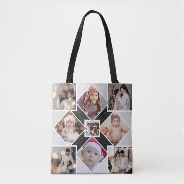 Design Your Own 9 Photo Collage Tote Bag (Front)