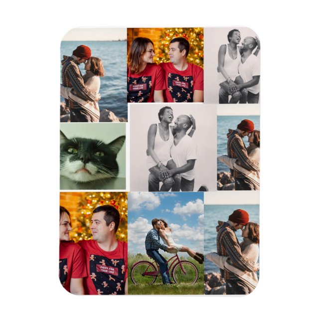 Design Your Own 9 Photo Custom Collage Magnet (Vertical)
