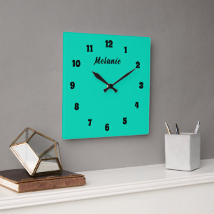 Design Your Own Black and Teal Clock Custom Name