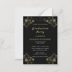 Design Your Own Black Gold Graduation Invitation