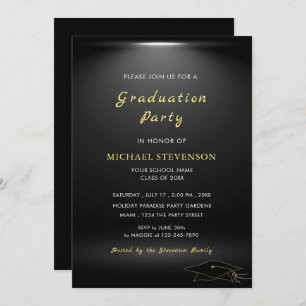 Design Your Own Black Gold Graduation Invitation