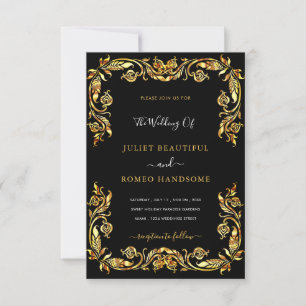 Design Your Own Black Gold Wedding Invitation