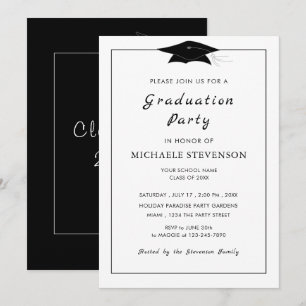 Design Your Own Black White Graduation Invitation