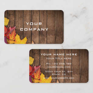 Design Your Own Business Card Wood Autumn Leaves