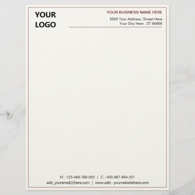 Design Your Own Business Letterhead Template (Front)