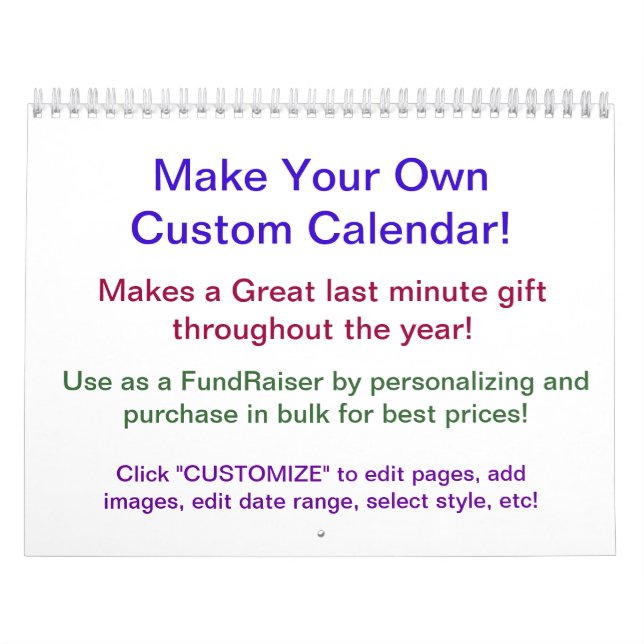 Design Your Own Calendar ~ Make Your Own! (Cover)