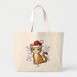 Design Your Own Cartoon Cat (Christmas) Large Tote Bag