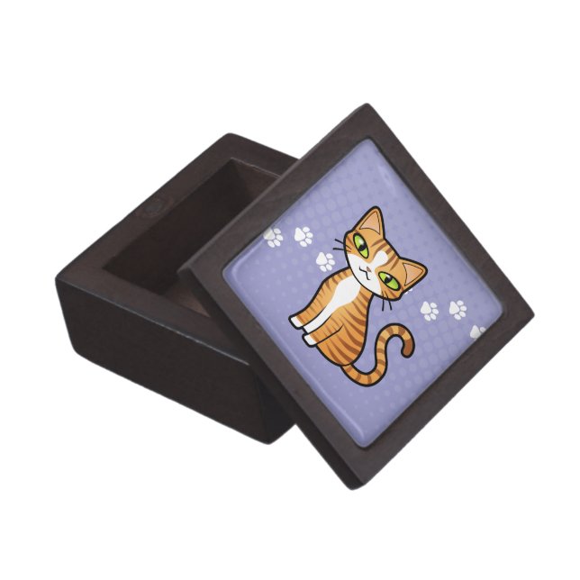 Design Your Own Cartoon Cat Keepsake Box (Opened)