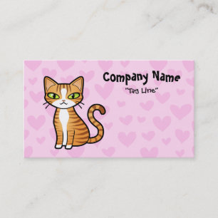 Design Your Own Cartoon Cat (love hearts) Business Card
