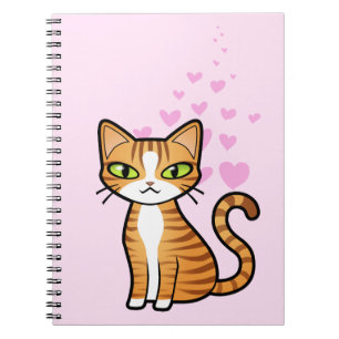 Design Your Own Cartoon Cat (love hearts) Notebook