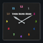Design Your Own Clock Personalized Text and Colors<br><div class="desc">Custom Colors and Fonts - Personalized Custom Text Name Beautiful Colors Wall Clocks - Customizable - Choose / add your favorite background / text and number colors / or fonts / size ! Choose / add your text / name / more :) ( Edit > Select All > Choose Your...</div>