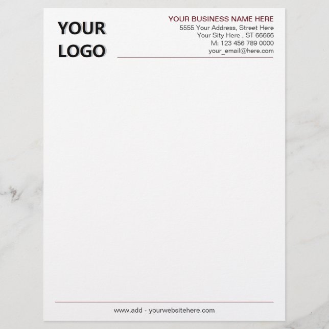Design Your Own Colours Fonts Business Letterhead (Front)