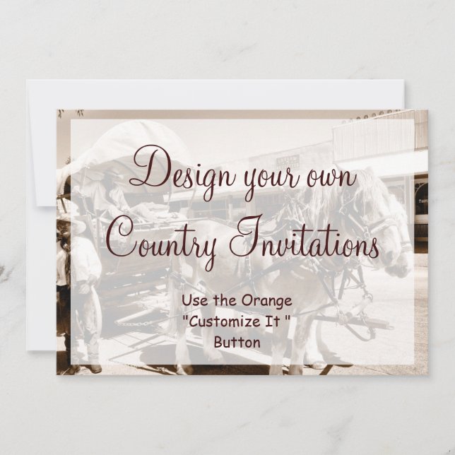 Design your Own Country Invitations Cowboy Horses (Front)