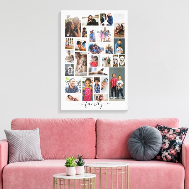 Design Your Own Custom Made Personalized 27 photo Canvas Print (Insitu(LivingRoom))