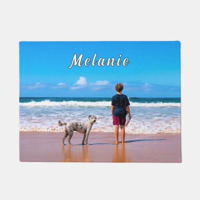 Design Your Own Custom Pet Photo Doormat with Name (Front)